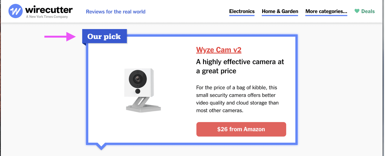 wirecutter example mobile friendly website