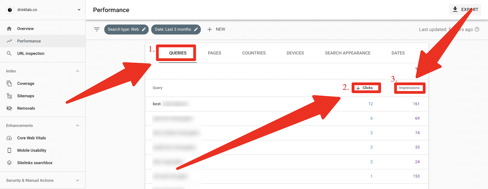 search console screenshot click tracking