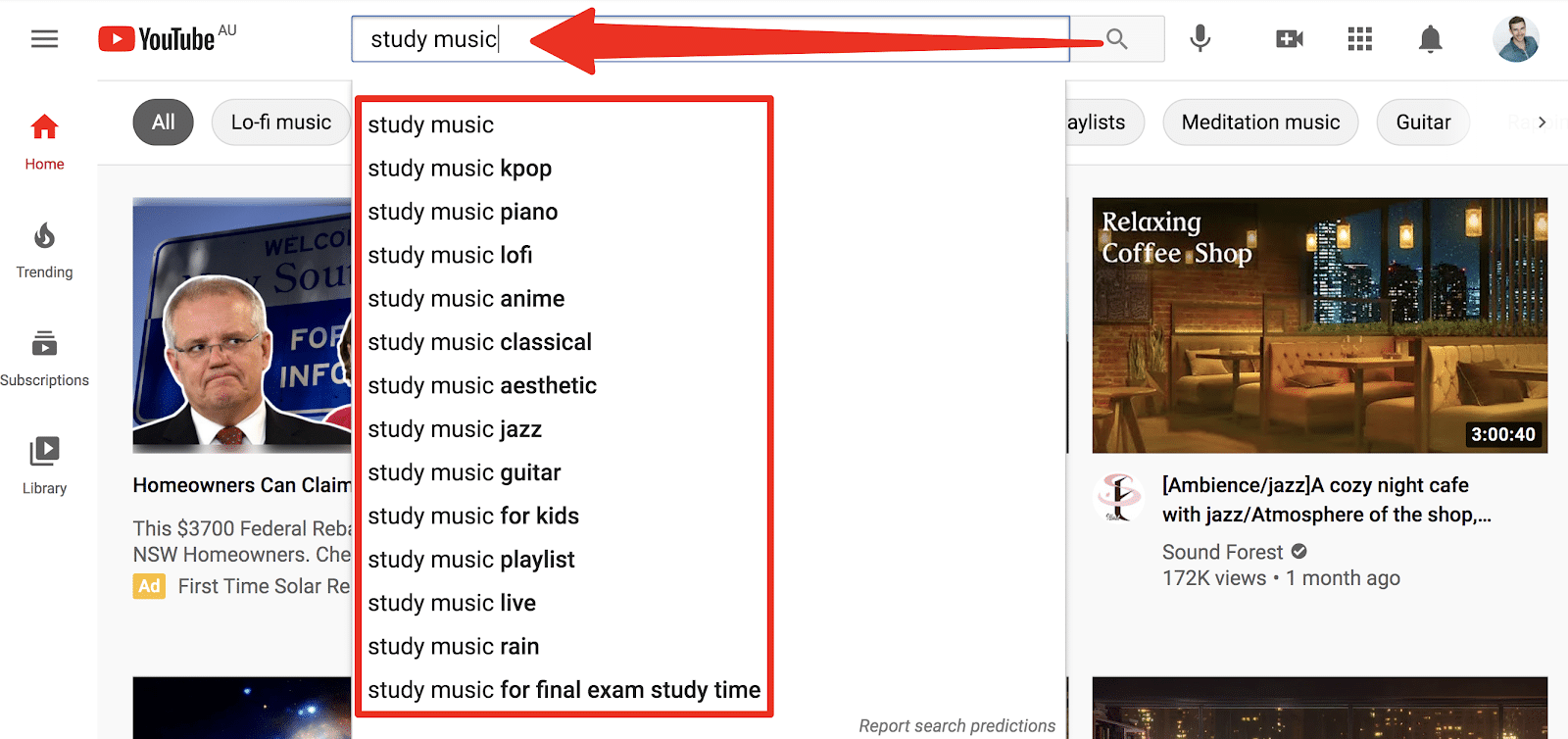 youtube autocomplete search