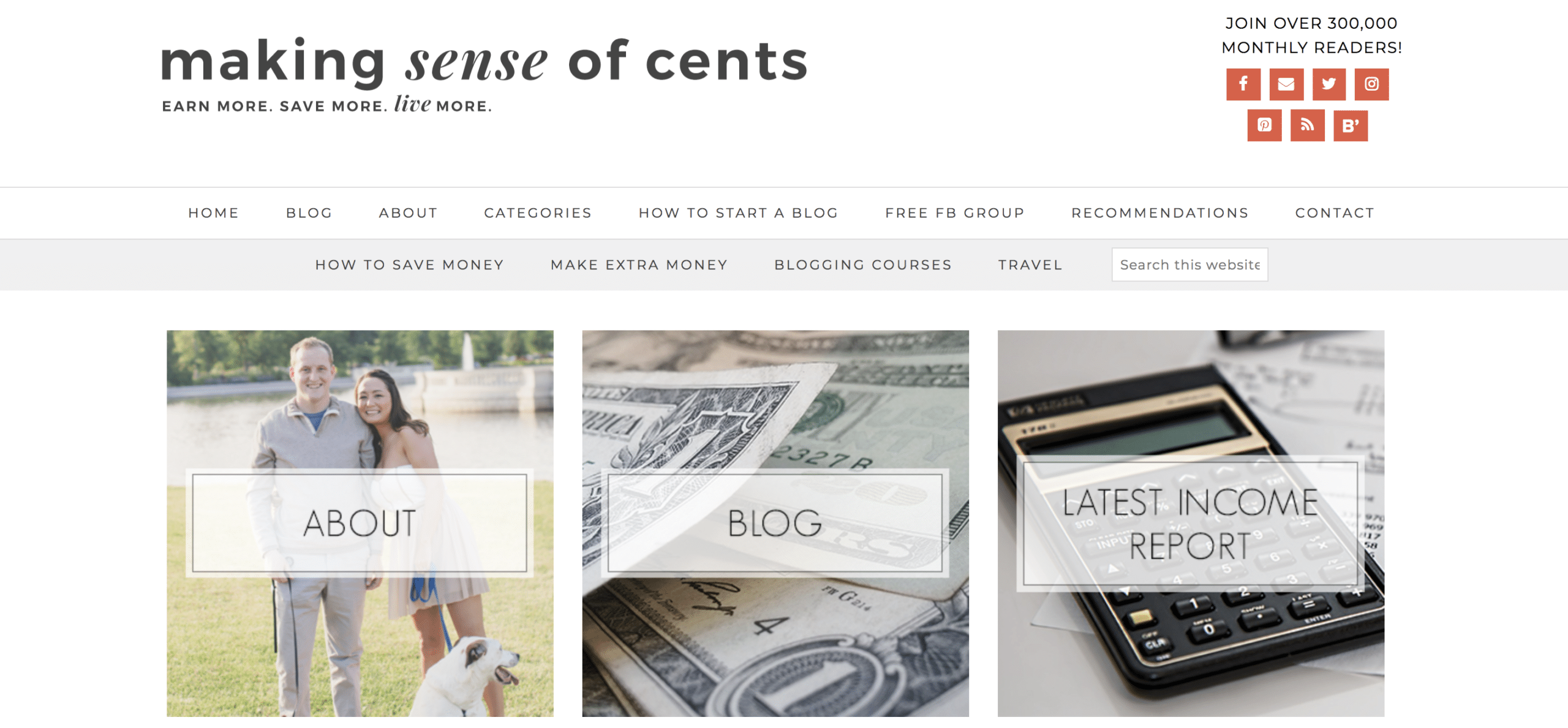making sense of cents homepage example