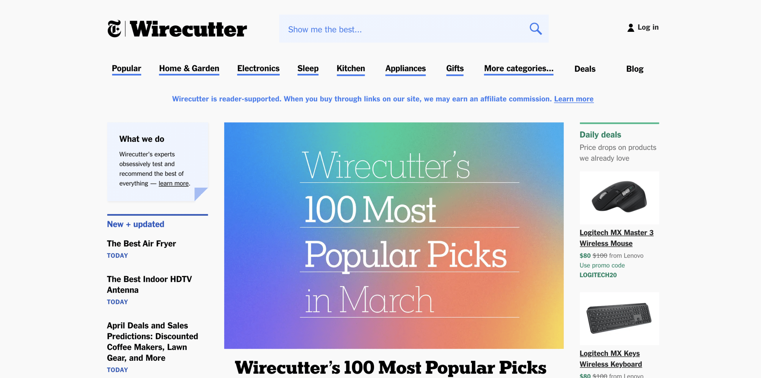 wirecutter is on of the affiliate marketing examples and this is the homepage