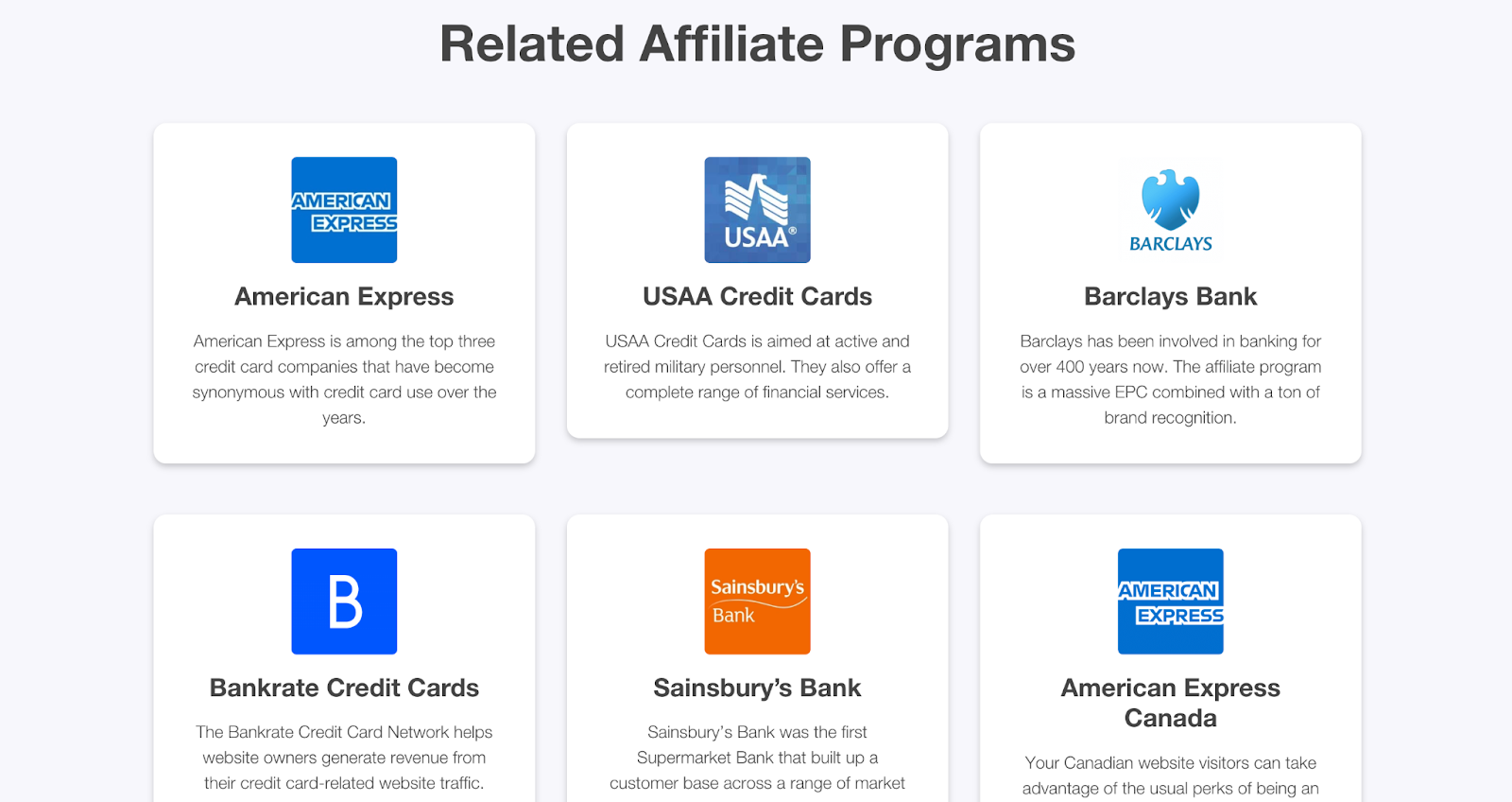 related affiliate programs for discover banking in lasso database