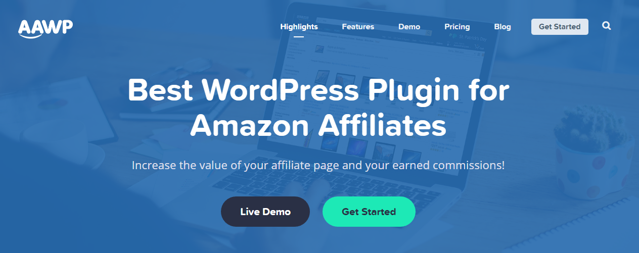 Screenshot of the Amazon Associates WordPress Plugin's website home page