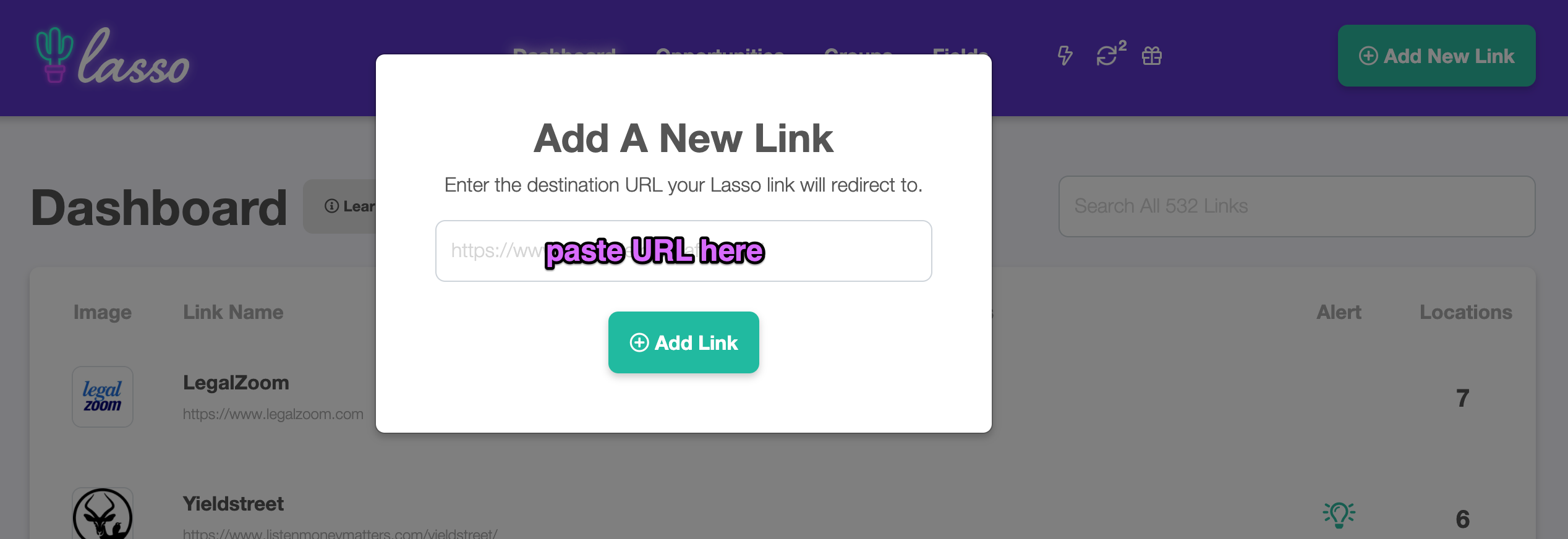 adding a new link to lasso