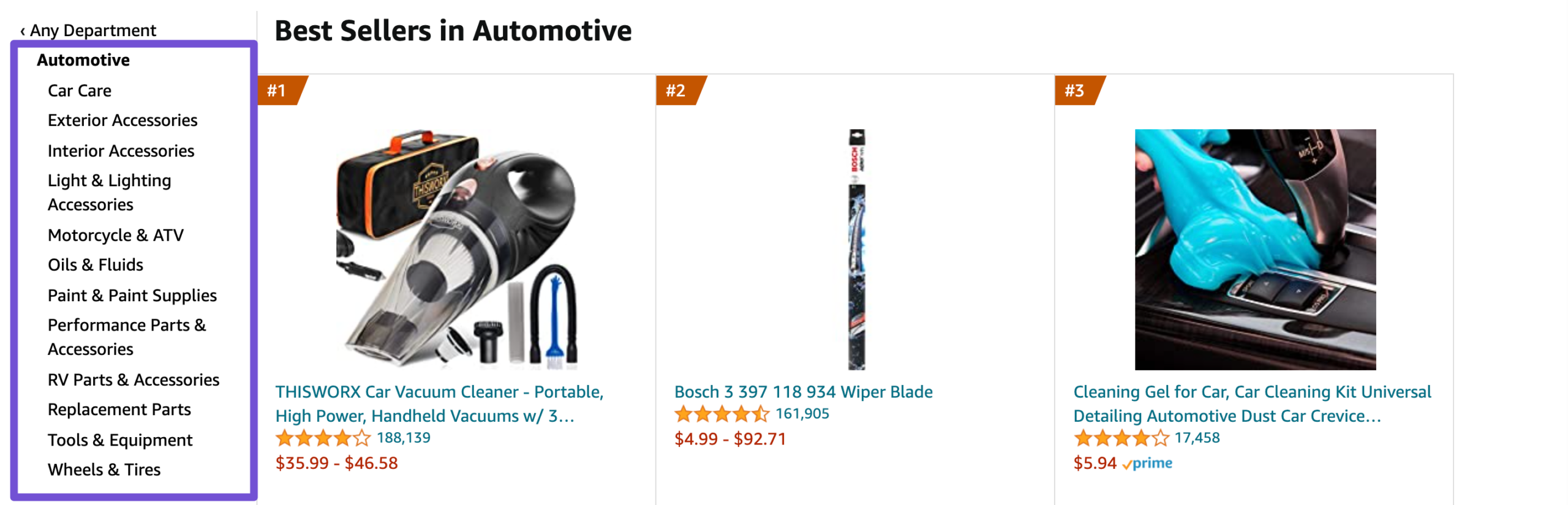 amazon best sellers in automotive category