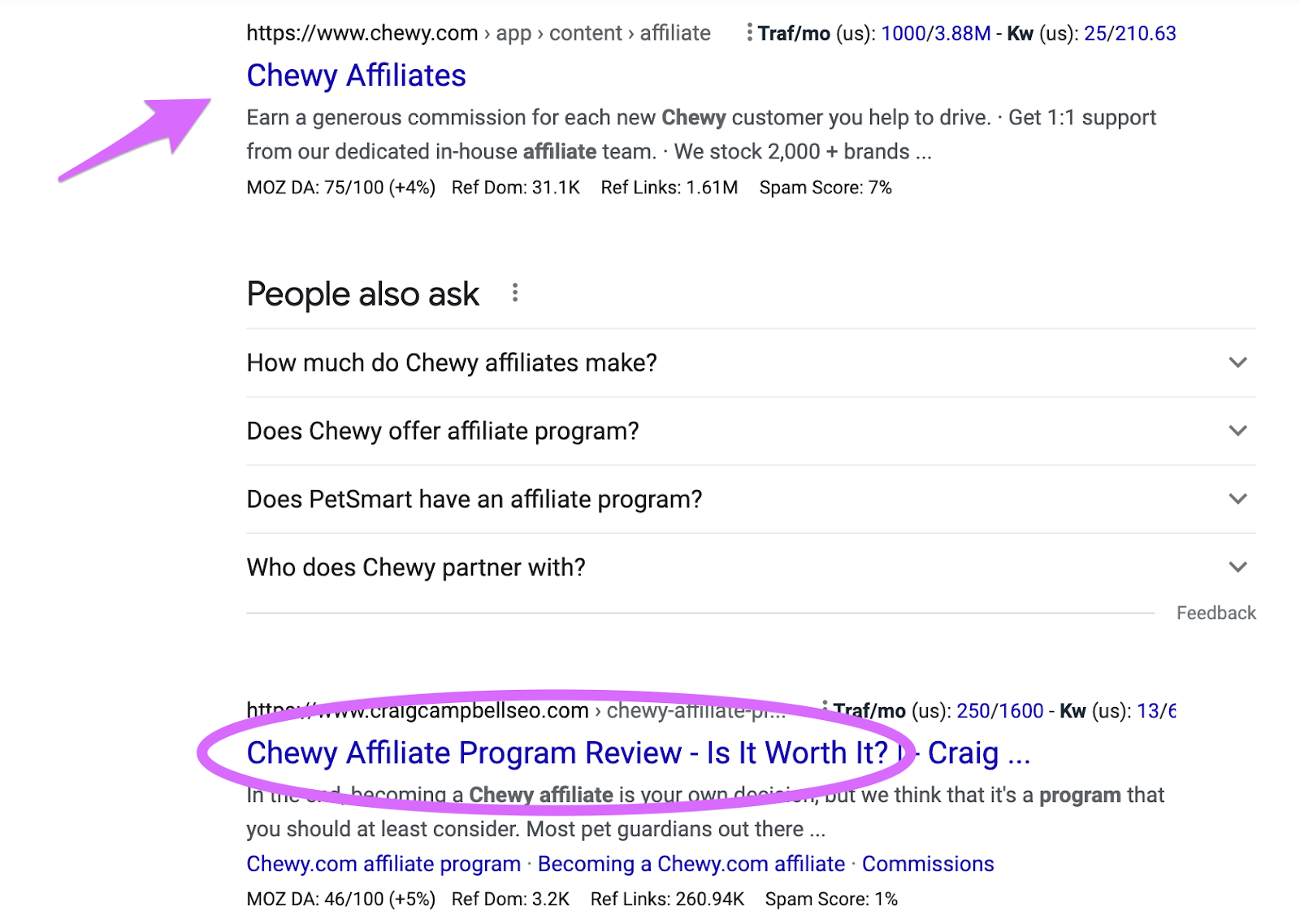 entering your keyword plus the word affiliate program to find a program using google search