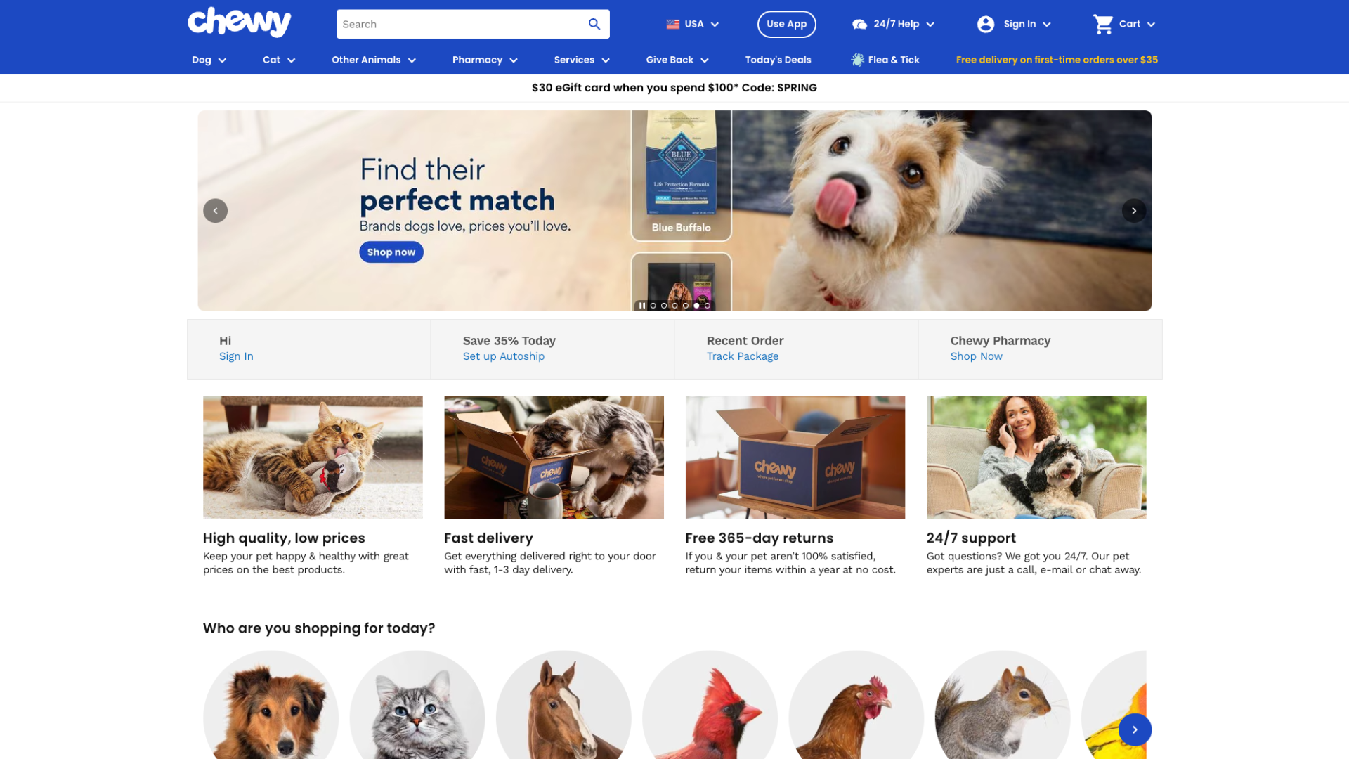Chewy homepage