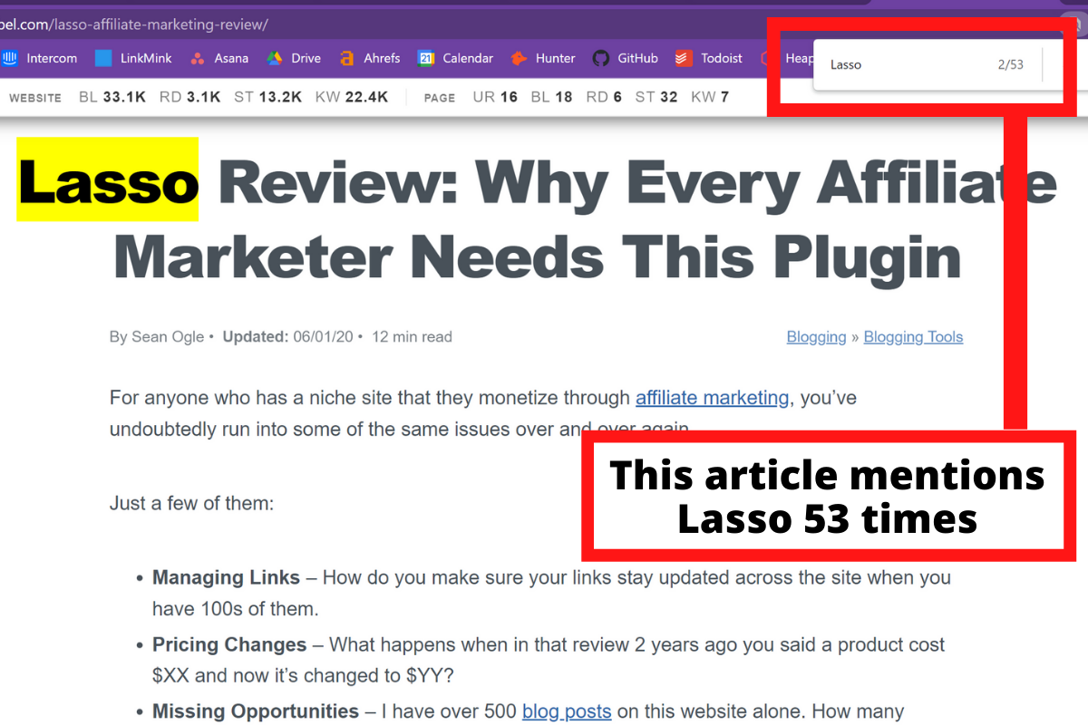 This affiliate mentioned Lasso 53 times in a review