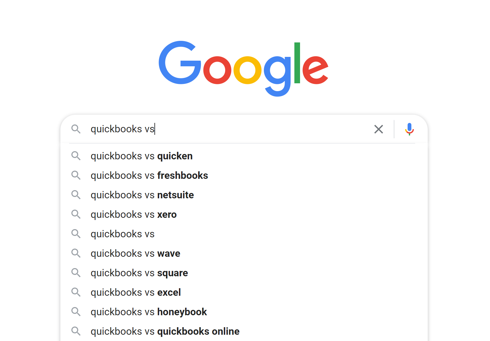 google search screenshot of quickbooks vs. keyword