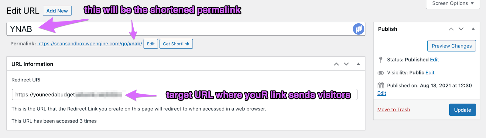 creating a new link in simple urls