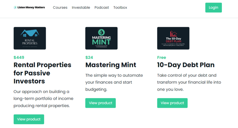Listen Money Matters course page screenshot