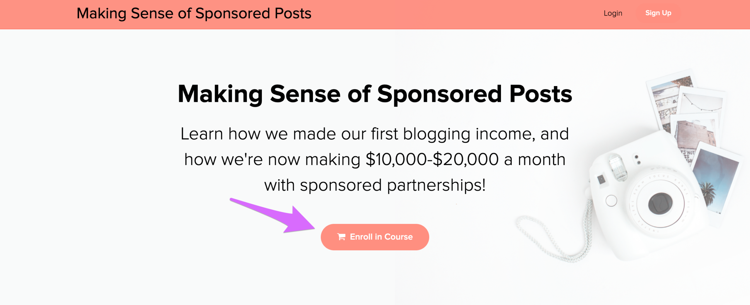 making sense of cents sponsored post course landing page