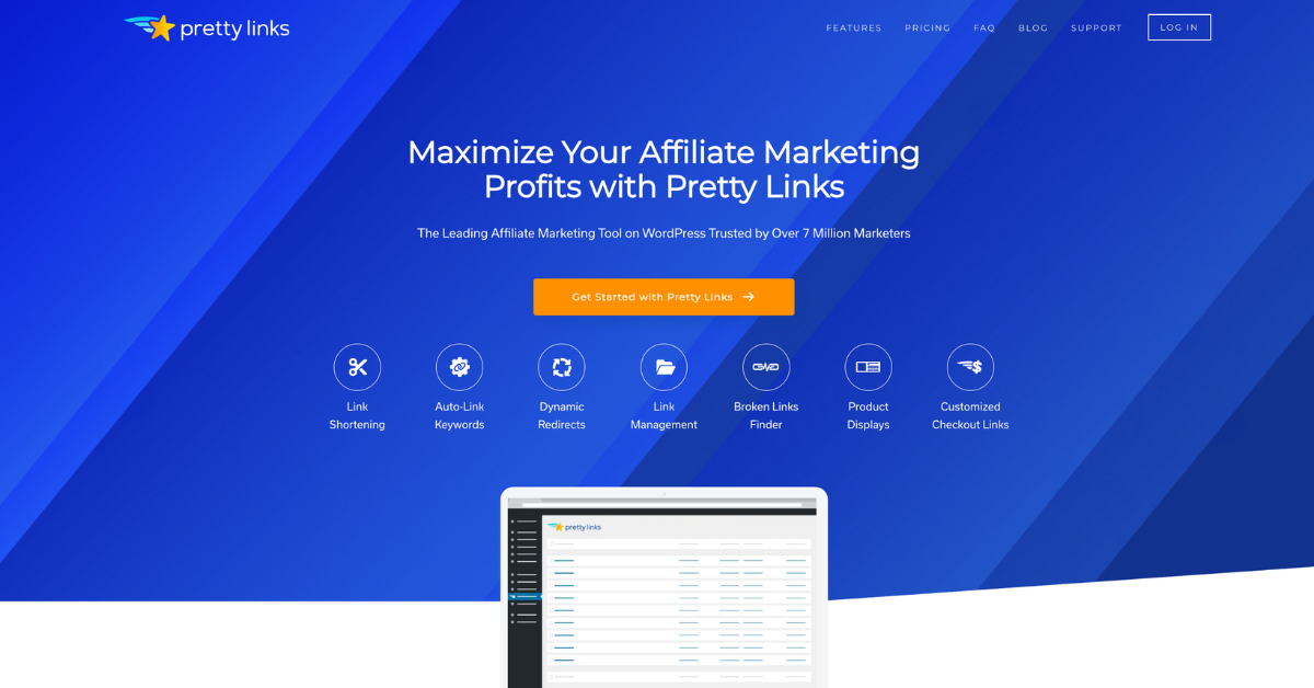 Pretty Links Homepage Screenshot