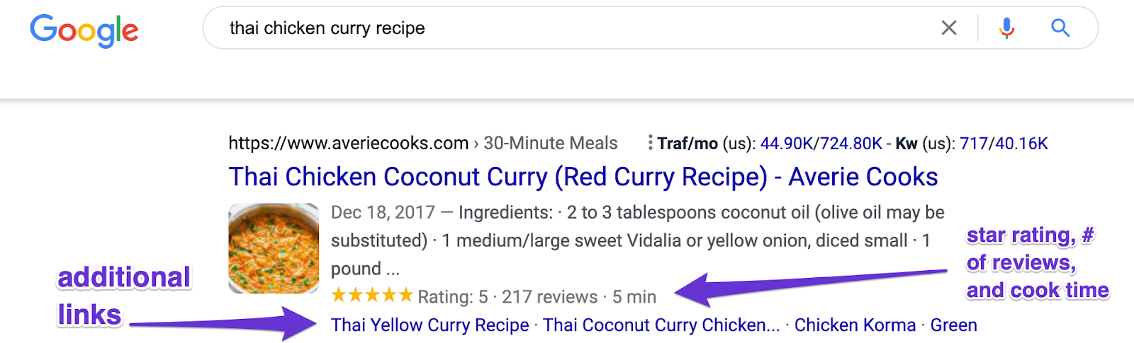 rich snippet search result