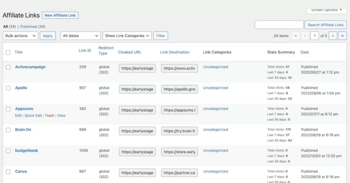 Thirsty Affiliates Screenshot