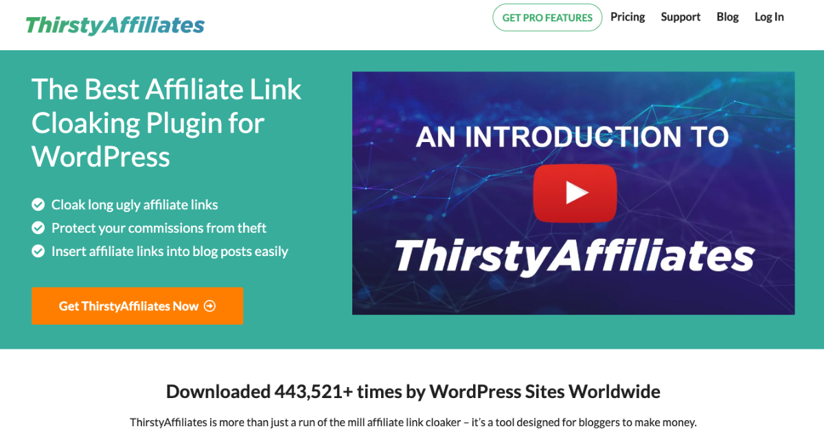 Thirsty Affiliates Homepage Screenshot