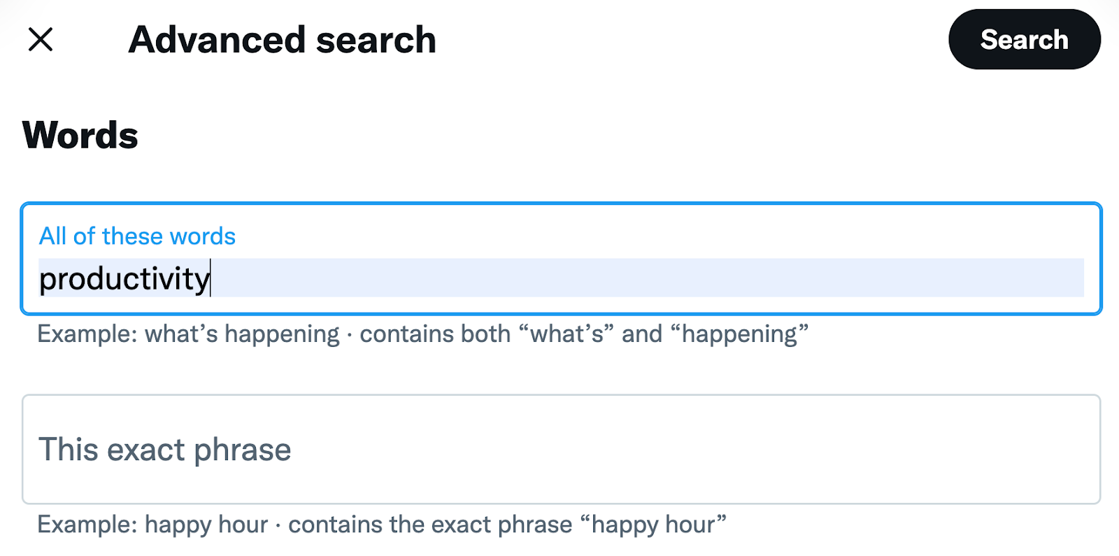using twitter advanced search for finding topics