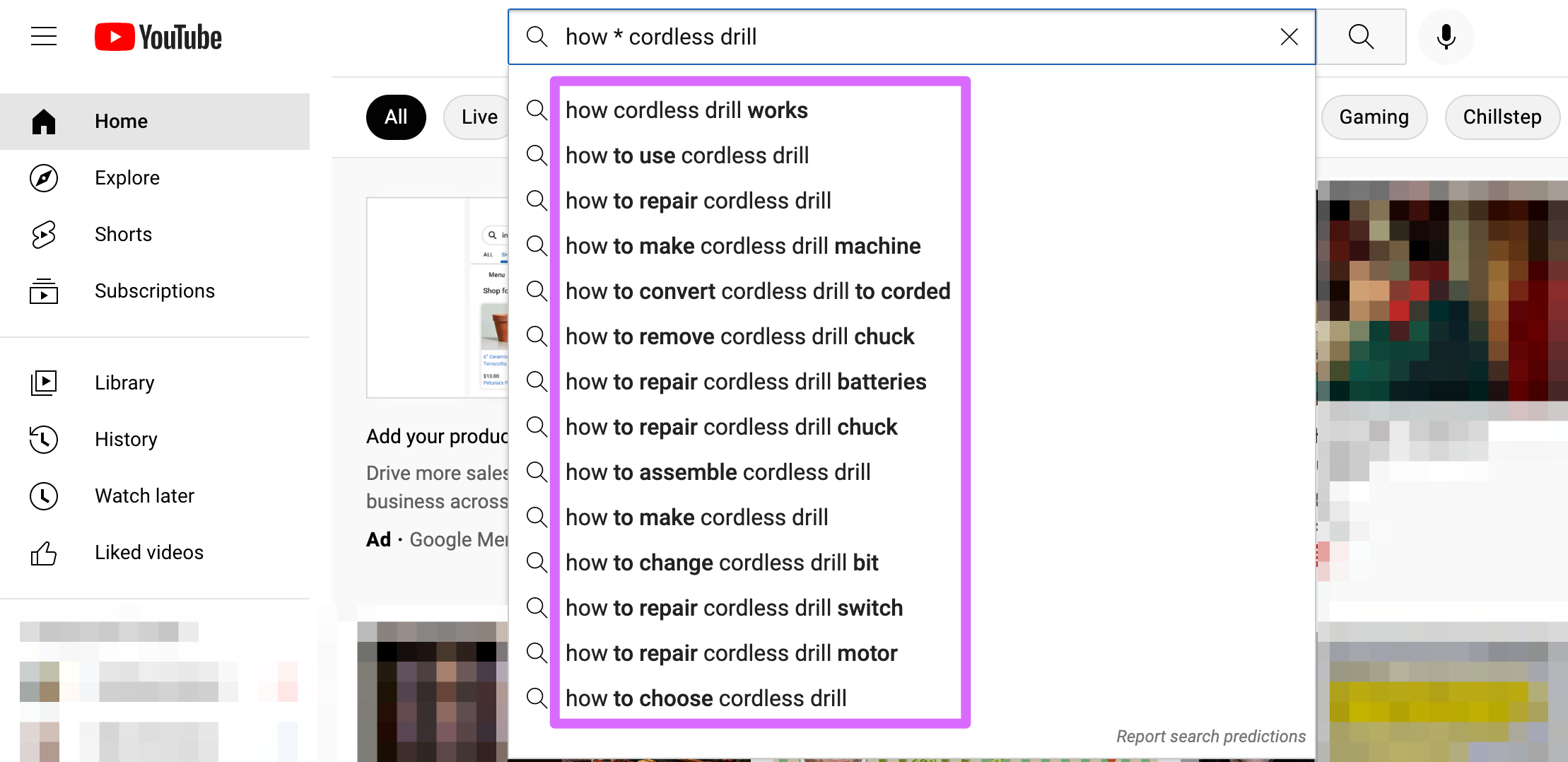 using the wild card search in youtube for a how to query